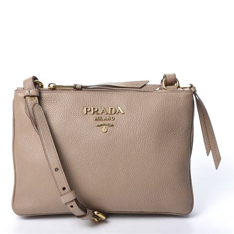 prada daino double zip crossbody|real real Prada vitello daino.